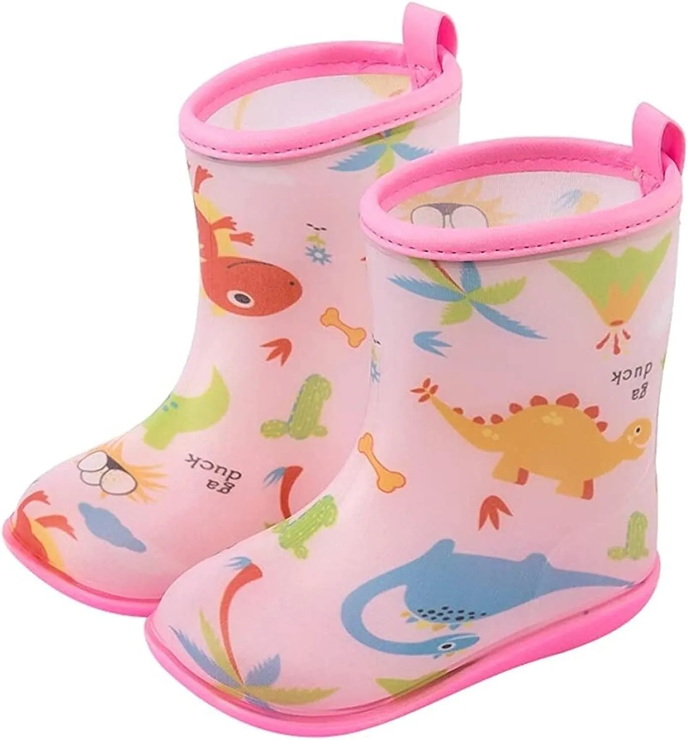 rain Boots Fashion Printed Waterproof Boots Light Rain Boots for Girls and Boys Toddlers Antiskid rain Boots (Color : Pink Size : 18cm)