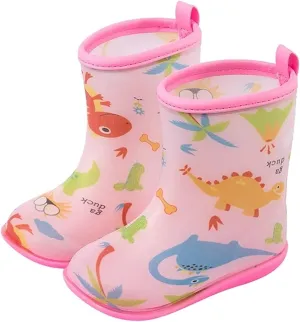 rain Boots Fashion Printed Waterproof Boots Light Rain Boots for Girls and Boys Toddlers Antiskid rain Boots (Color : Pink Size : 18cm)