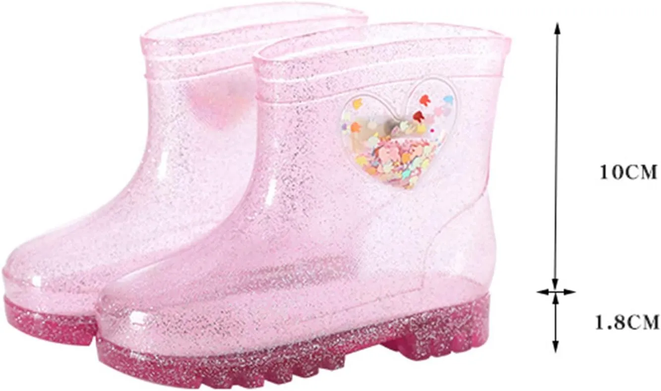 Rain Boots Kids Toddler Kids Waterproof Rain Boots Light Infant Boys Girls PVC Rain Boots (Pink, 18-24 Months)