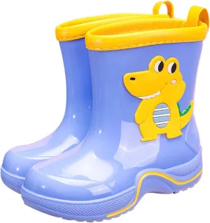 Rain Boots Toddler Kids Cute Dinosaur Pull on Rain Boots Boys Girls Cartoon Animals Non Slip Water Shoes