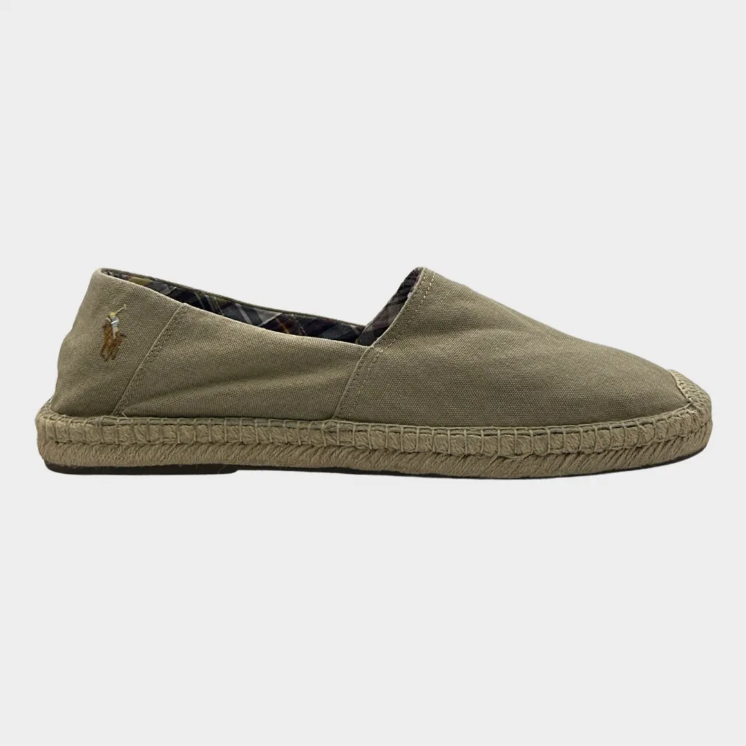 RALPH LAUREN men's beige canvas and raffia sole espadrilles