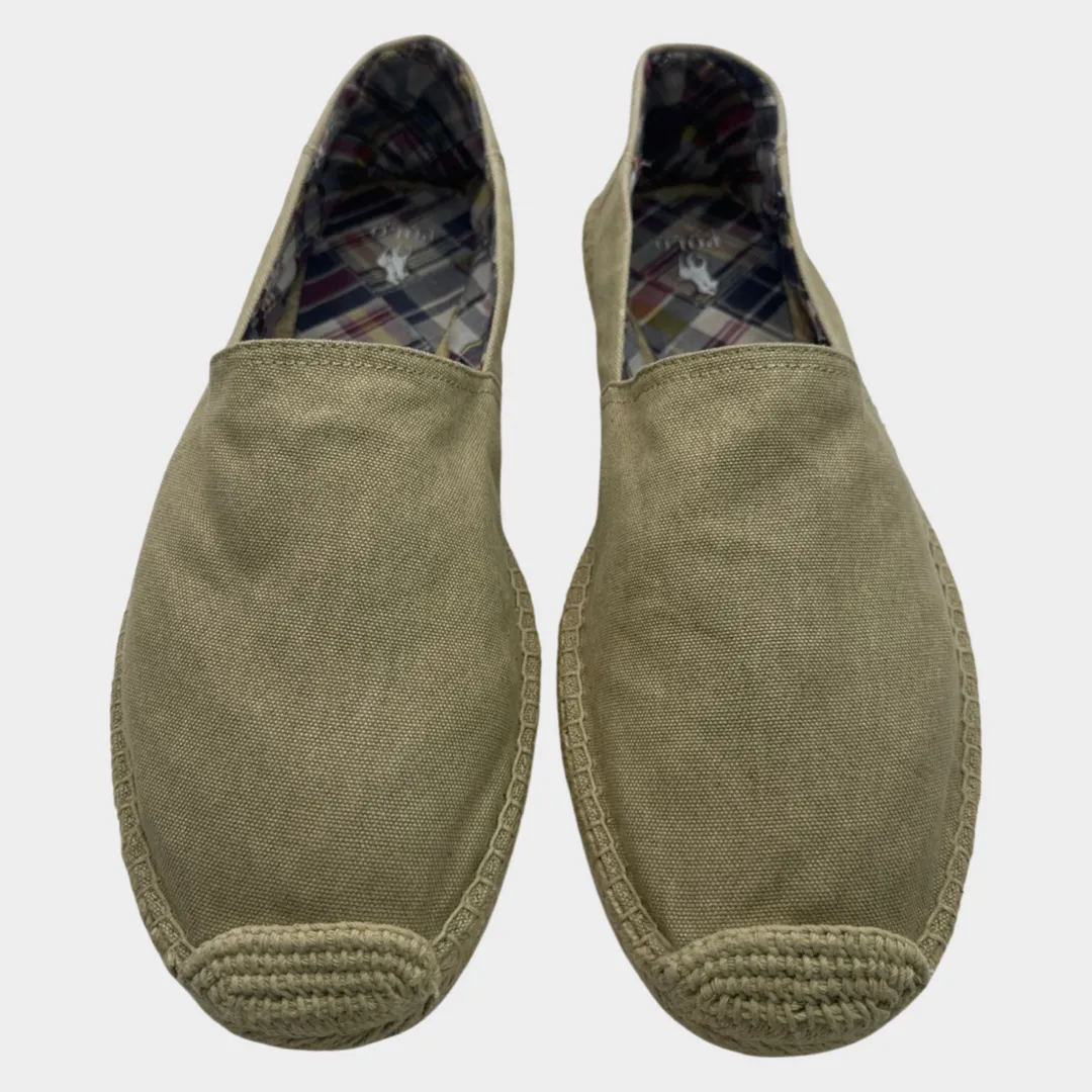 RALPH LAUREN men's beige canvas and raffia sole espadrilles