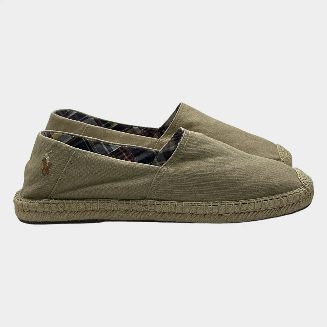 RALPH LAUREN men's beige canvas and raffia sole espadrilles