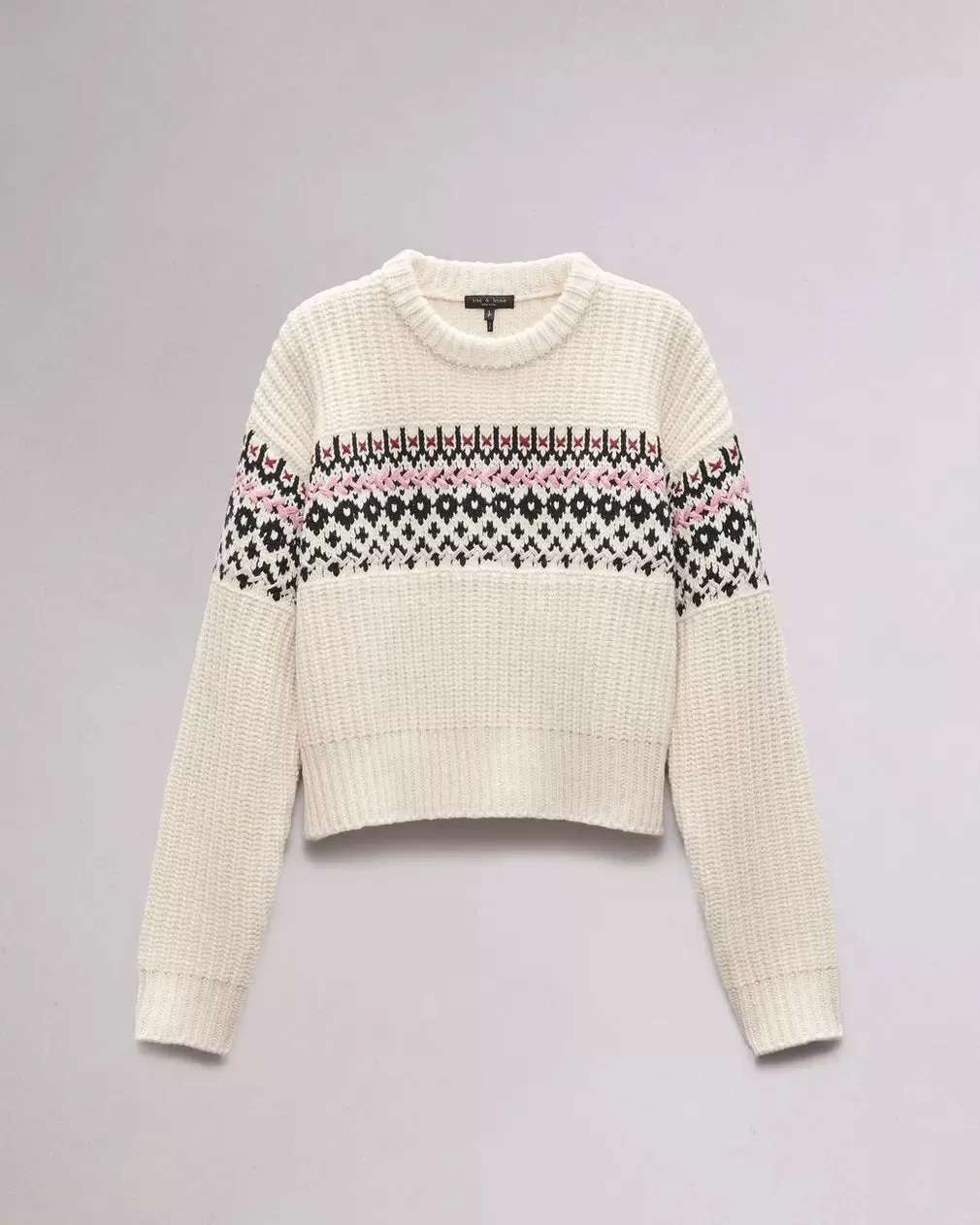 R&B Leigh Fair Isle Crew in Ivory