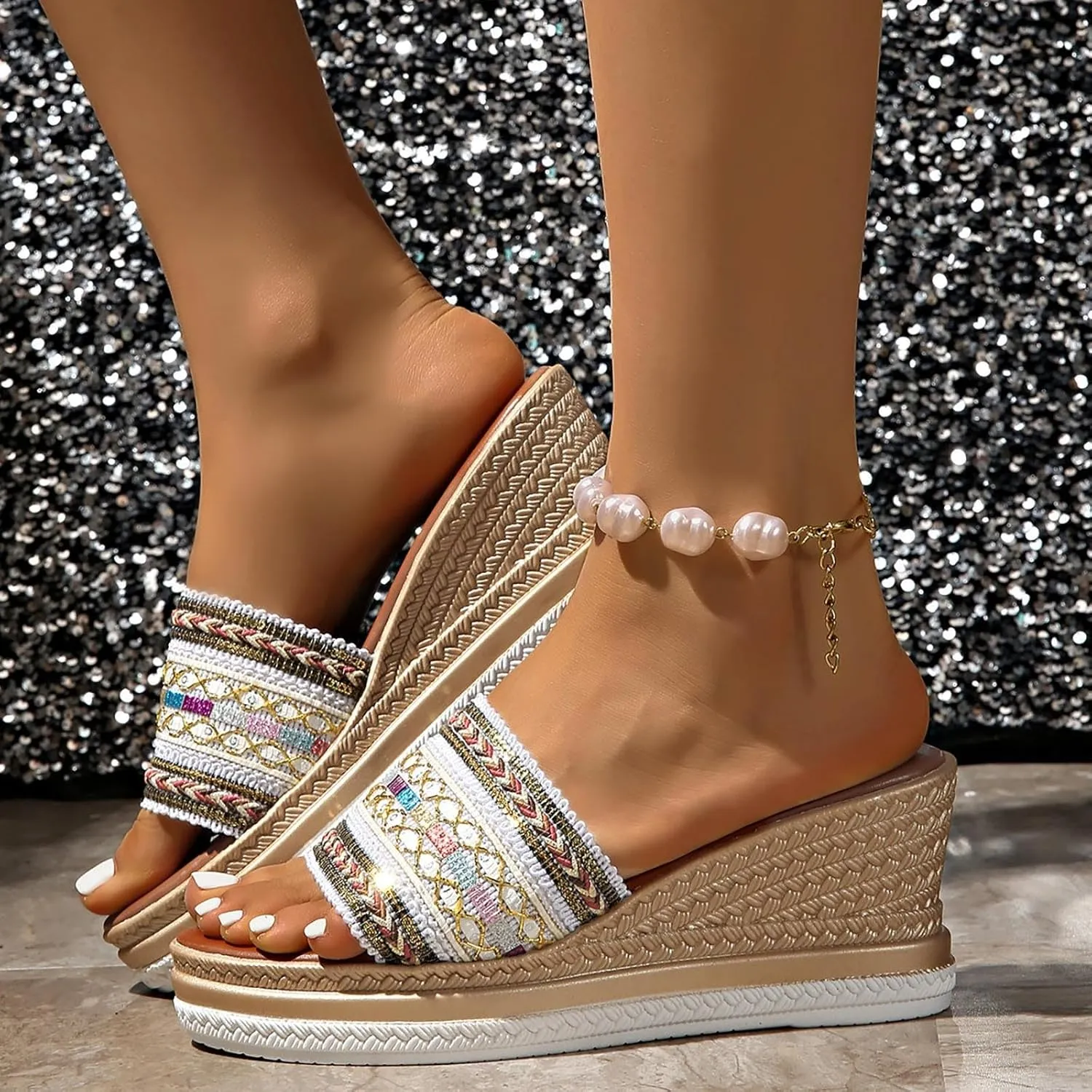 Sandal Espadrilles Flatform Wedge Women's Comfortable Slide Sandals Arch Support Walking Platform Sandals Orthopedic