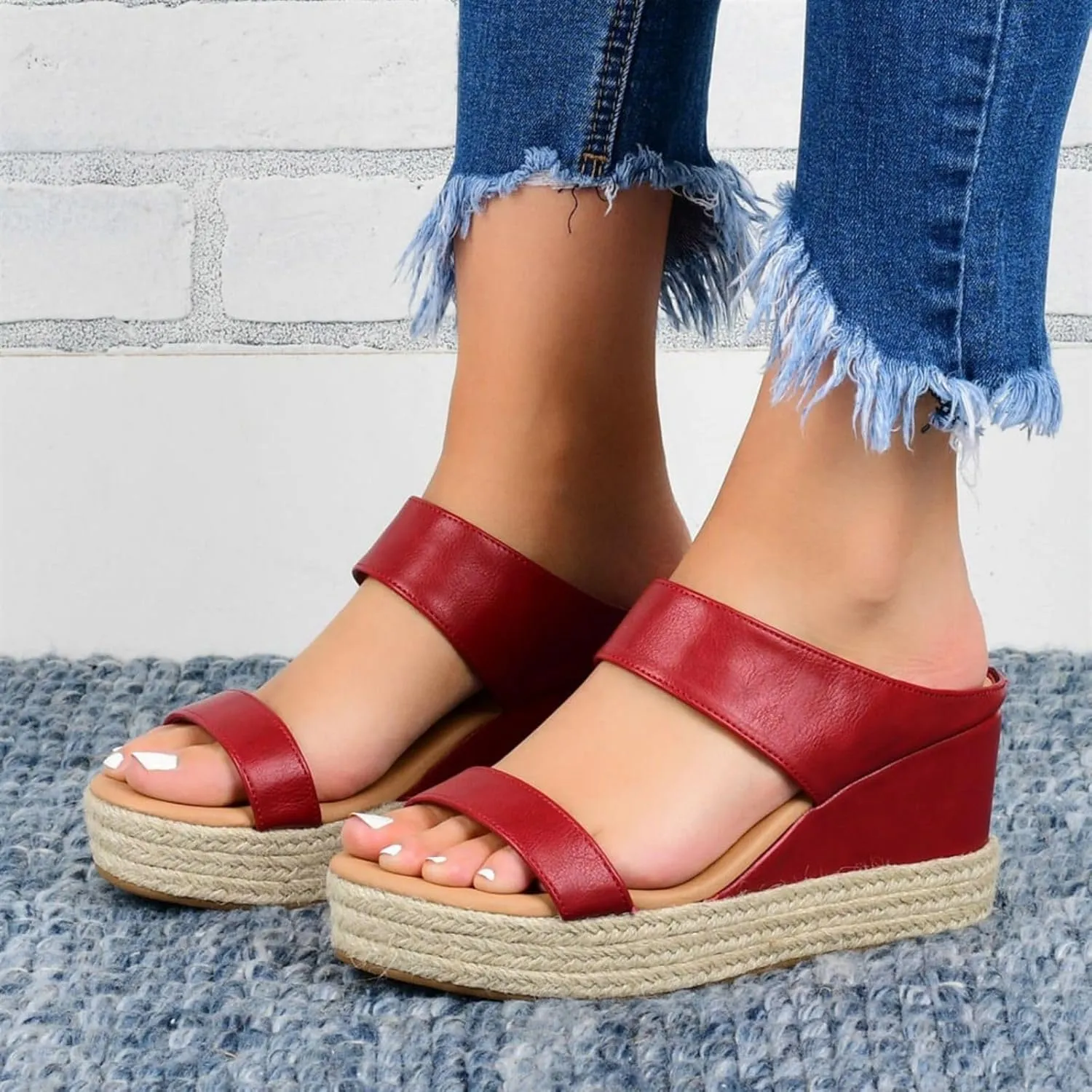 Sandals for Women 2025 Platform Wedge Low Heel Shoes Casual Comfortable Fashion Open Toe Espadrilles Sandals Ankle Chelsea Dress Shoes
