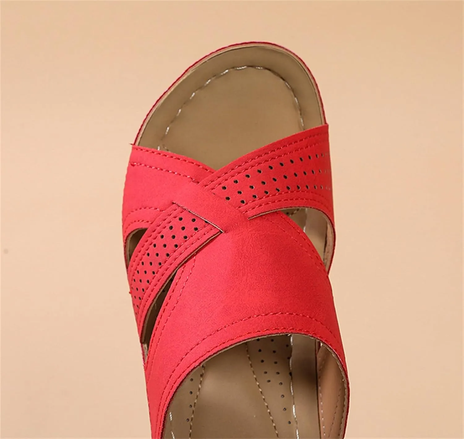 Sandals for Women Casual Summer 2025 Casual Slip on Sandals Orthopedic Wedge Flat Open Toe Platform Sandals Beach Sandals Dress Shoes Comfortable Outdoor Shoes