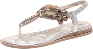 Sandals for Women Womens Flat Sandals Flat for Women Women's Gold Dressy Beach Open Toe Slingback Shoes