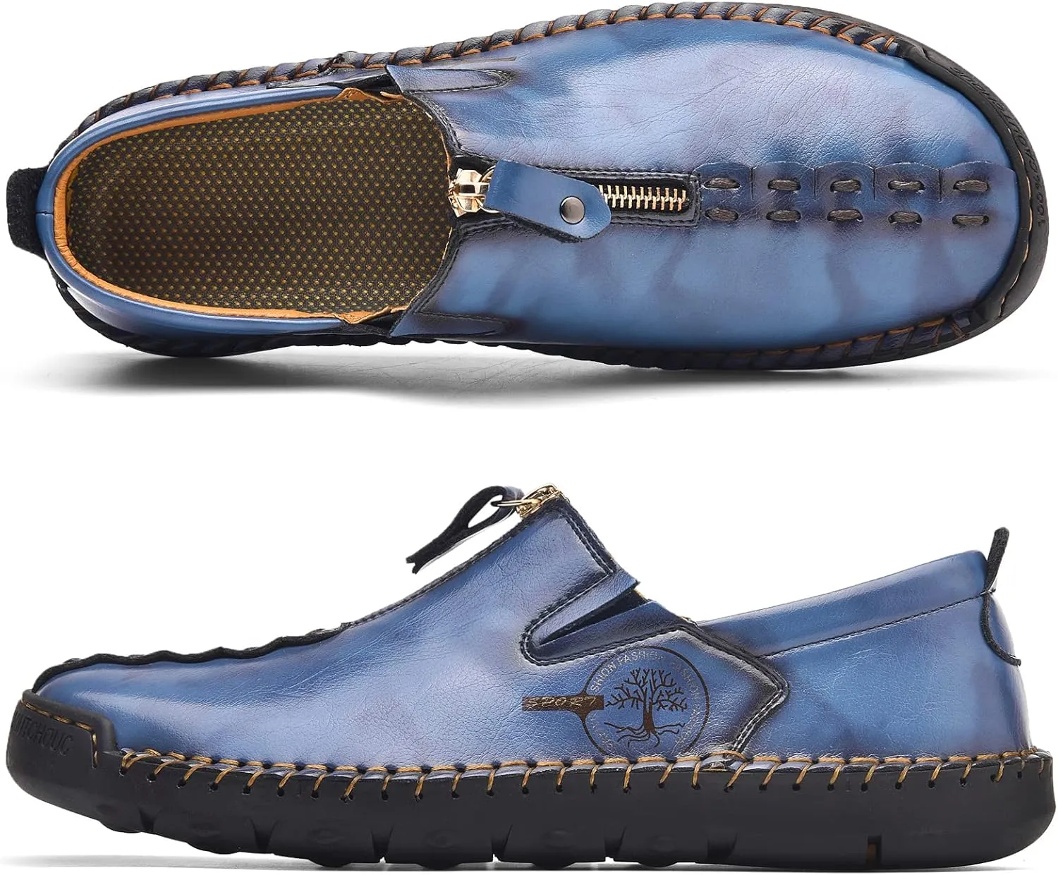 Shaire Men's Loafers Slip-On Shoes Classic Comfort with Memory Foam Casual Driving Moccasins
