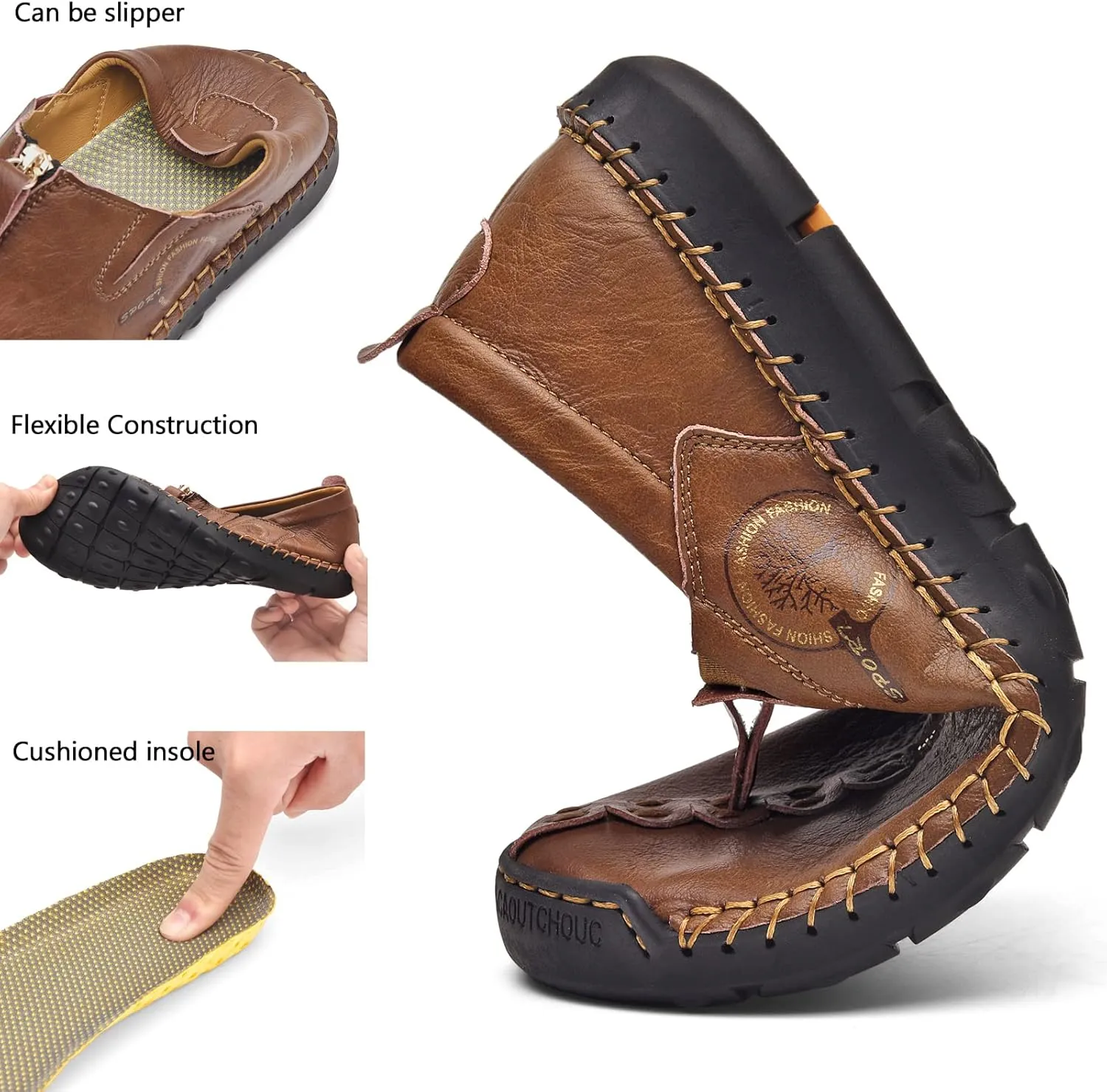 Shaire Men's Loafers Slip-On Shoes Classic Comfort with Memory Foam Casual Driving Moccasins