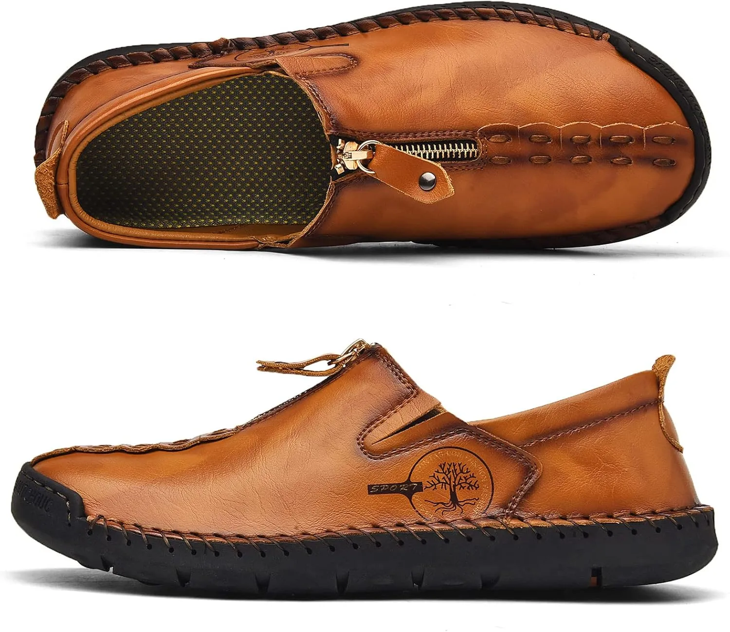 Shaire Men's Loafers Slip-On Shoes Classic Comfort with Memory Foam Casual Driving Moccasins