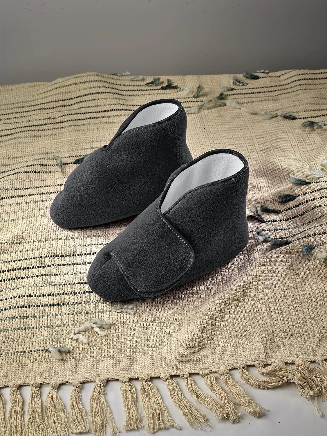 Silvert's Adaptive Clothing & Footwear Mens & Womens Extra Wide Soft Fleece Diabetic Bootie Slippers for Seniors