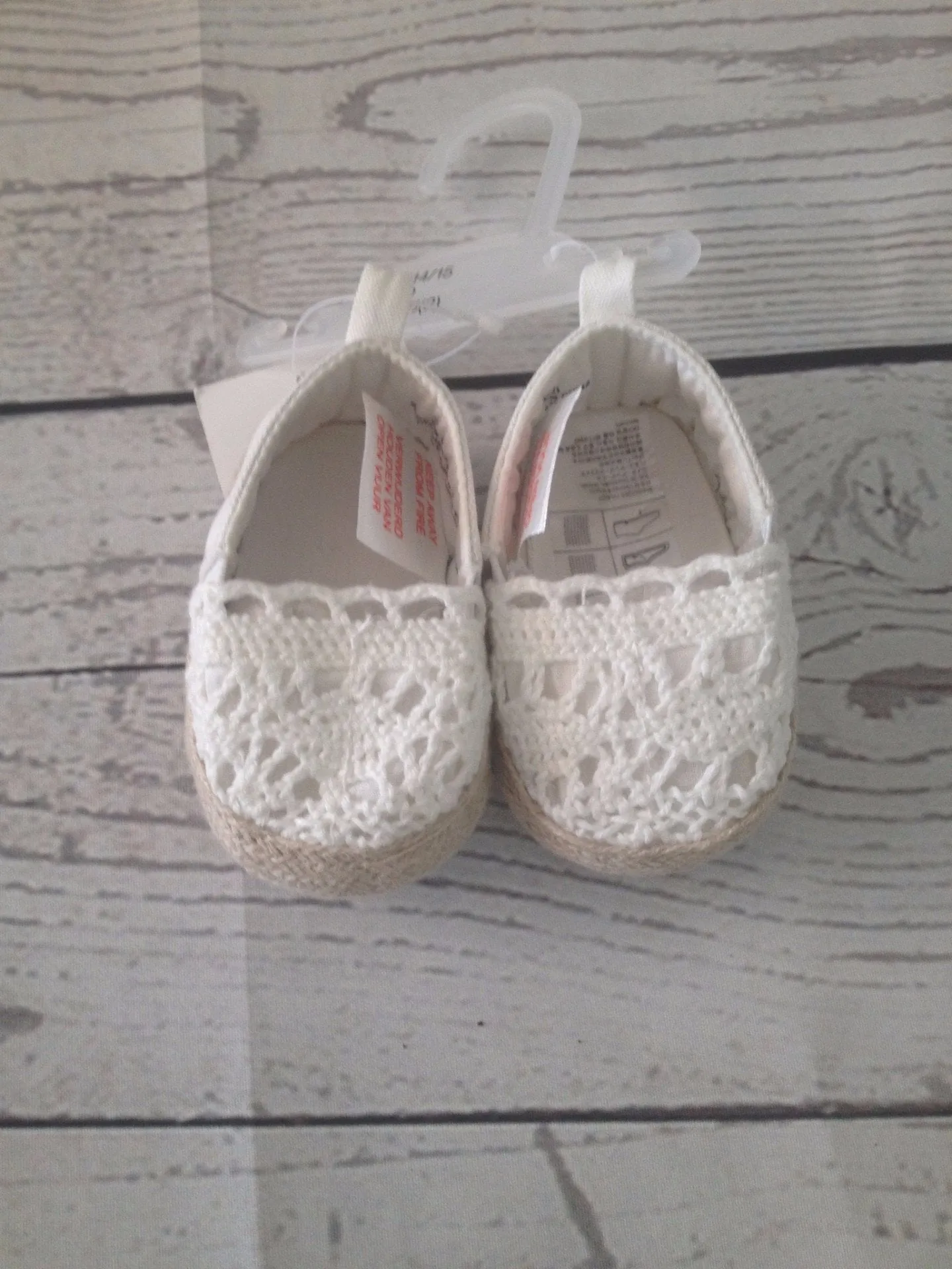 Size 0 white crochet canvas espadrilles