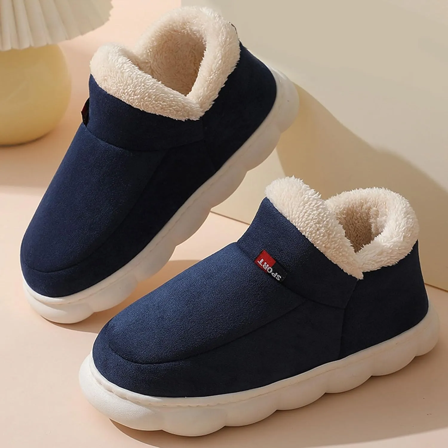 Slippers for Girls, Winter Fuzzy Thickened For Non-Slip Warm Indoor Outdoor House Shoes Anti-Slip Sole Booties