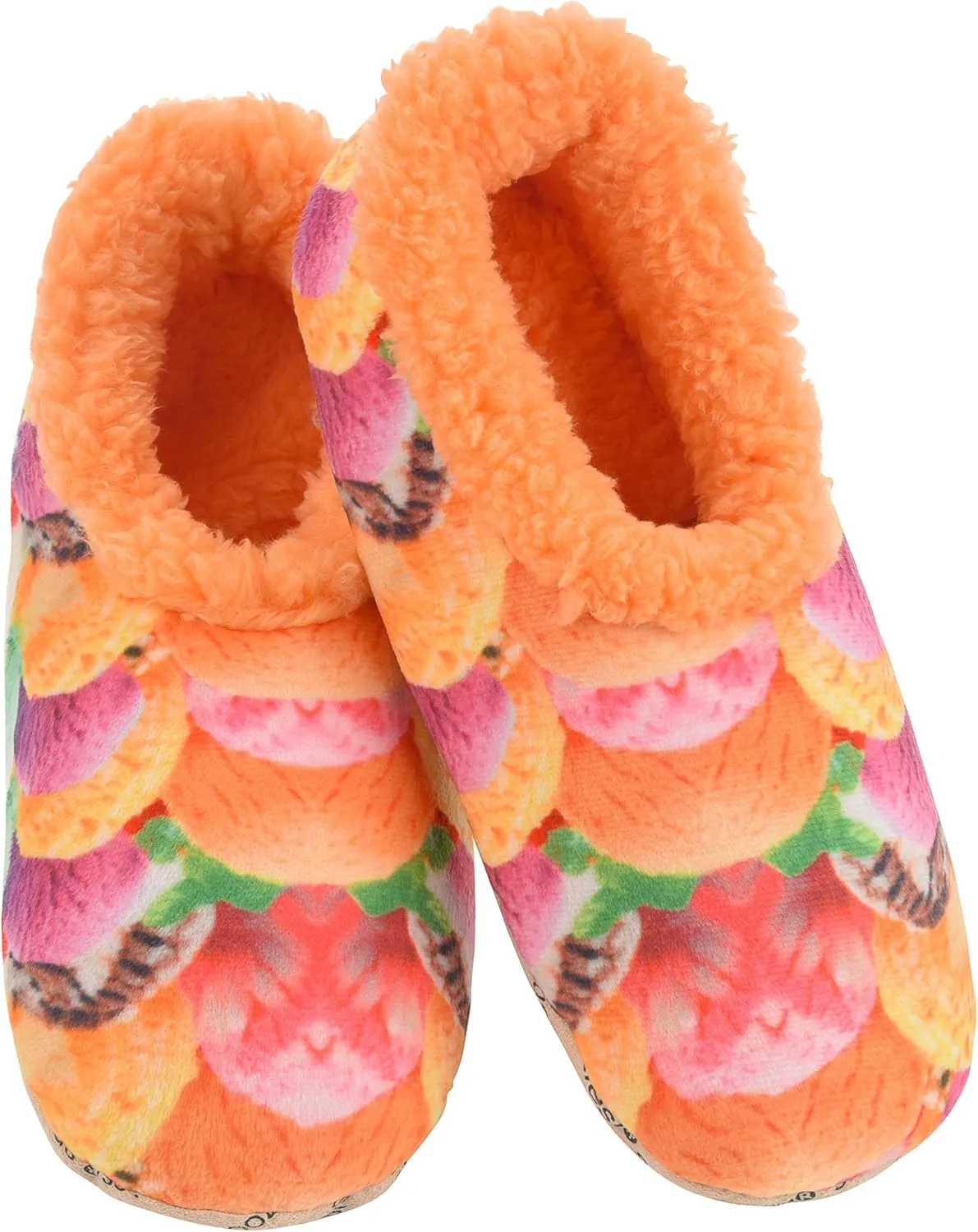 Snoozies Ice Cream Print Slipper Socks for Women Non-Skid Sole, Soft Sherpa-Lined Slippers for Women