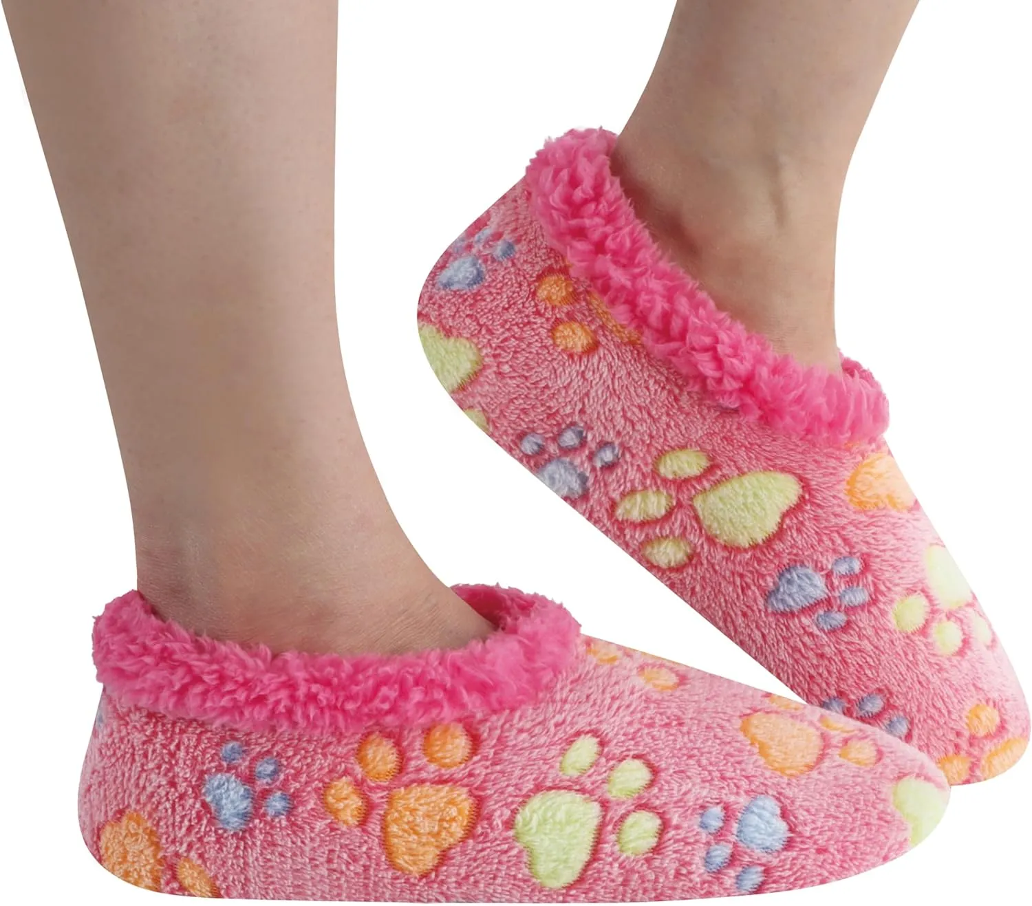 Snoozies Slipper Socks for Women Indoor, Cozy Sherpa-Lined Womens Slippers Non-Skid, Ladies Gifts