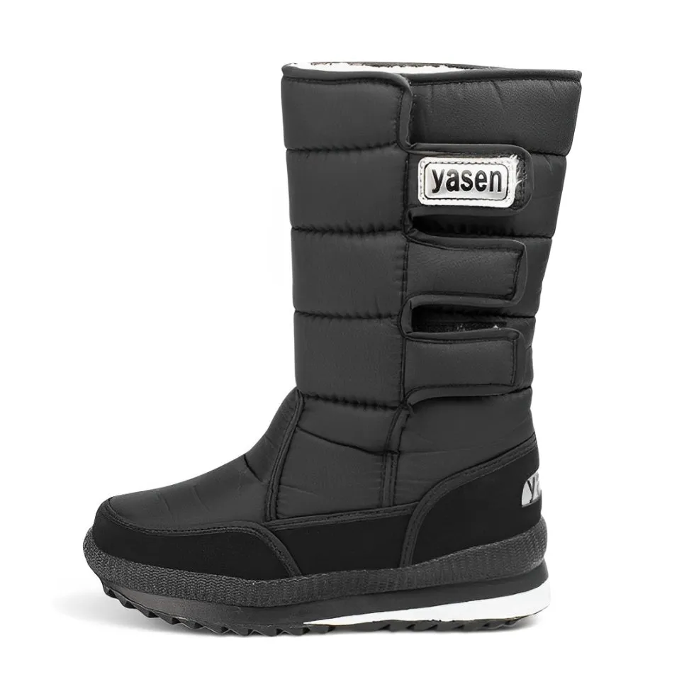 SOOFEET Men's Warm Snow Waterproof Boots Thick Plush Non-Slip Platform