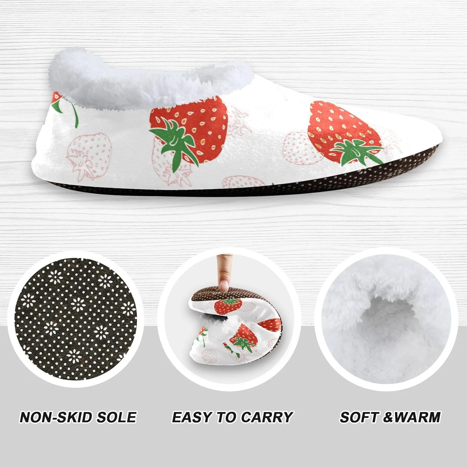 Strawberry Boys Girls House Slippers Cute Kids toddler Home Shoes Winter Indoor shoes XS
