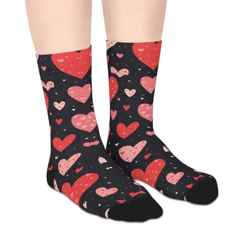 Stylish Red Hearts Midlength Socks