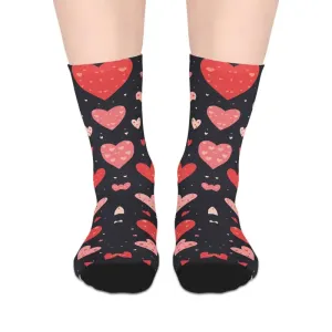 Stylish Red Hearts Midlength Socks