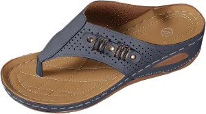 SuanlaTDS Summer Sandals for Women 2025 Orthopedic Flip Flops Wedge Dressy Platform Arch Support Comfortable Low Heels Bohemian Beach Shoes Elegant Outdoor Walking Slip On Slides Sandal