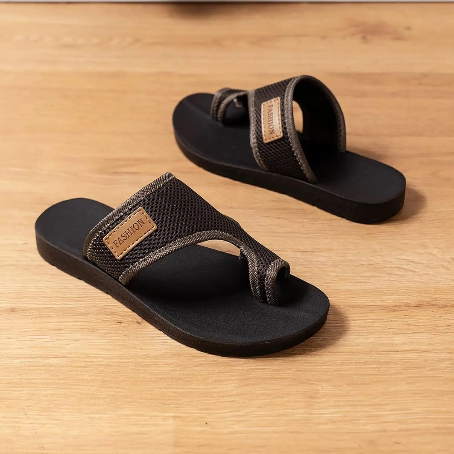SuanlaTDS Womens Flat Sandals Summer Comfortable Slides Low Heel Beach Walking Shoes Toe Ring Bohemian Outdoor Casual Dressy Slip On Slide Slippers Flip Flops Breathable Boho Flats Sandal