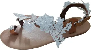 Summer Open Casual Sandals Comfortable Lace Womens Flower Shoes Toe Women's Wedge Sandal