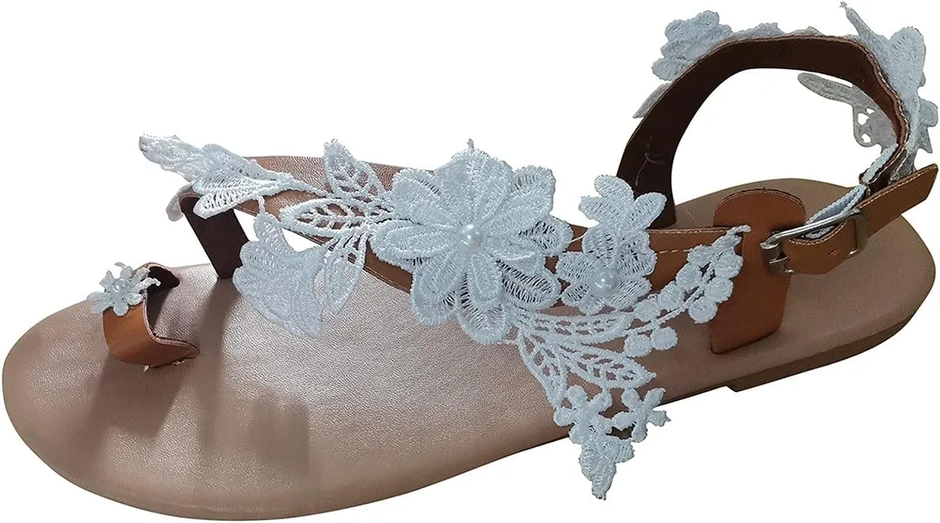 Summer Open Casual Sandals Comfortable Lace Womens Flower Shoes Toe Women's Wedge Sandal