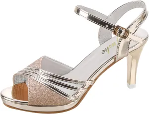 Summer Sandals for Women Orthopedic High Heel Elastic Ankle Strap Shoes Rhinestone Beach Sandals 2025