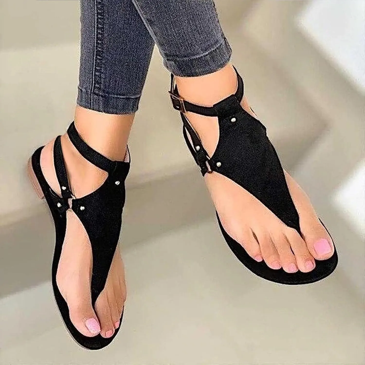 Thong Sandals For Women Flat Open Toe Shoes Beach Sandals Ladies Strap Flip Flops Shoes Support