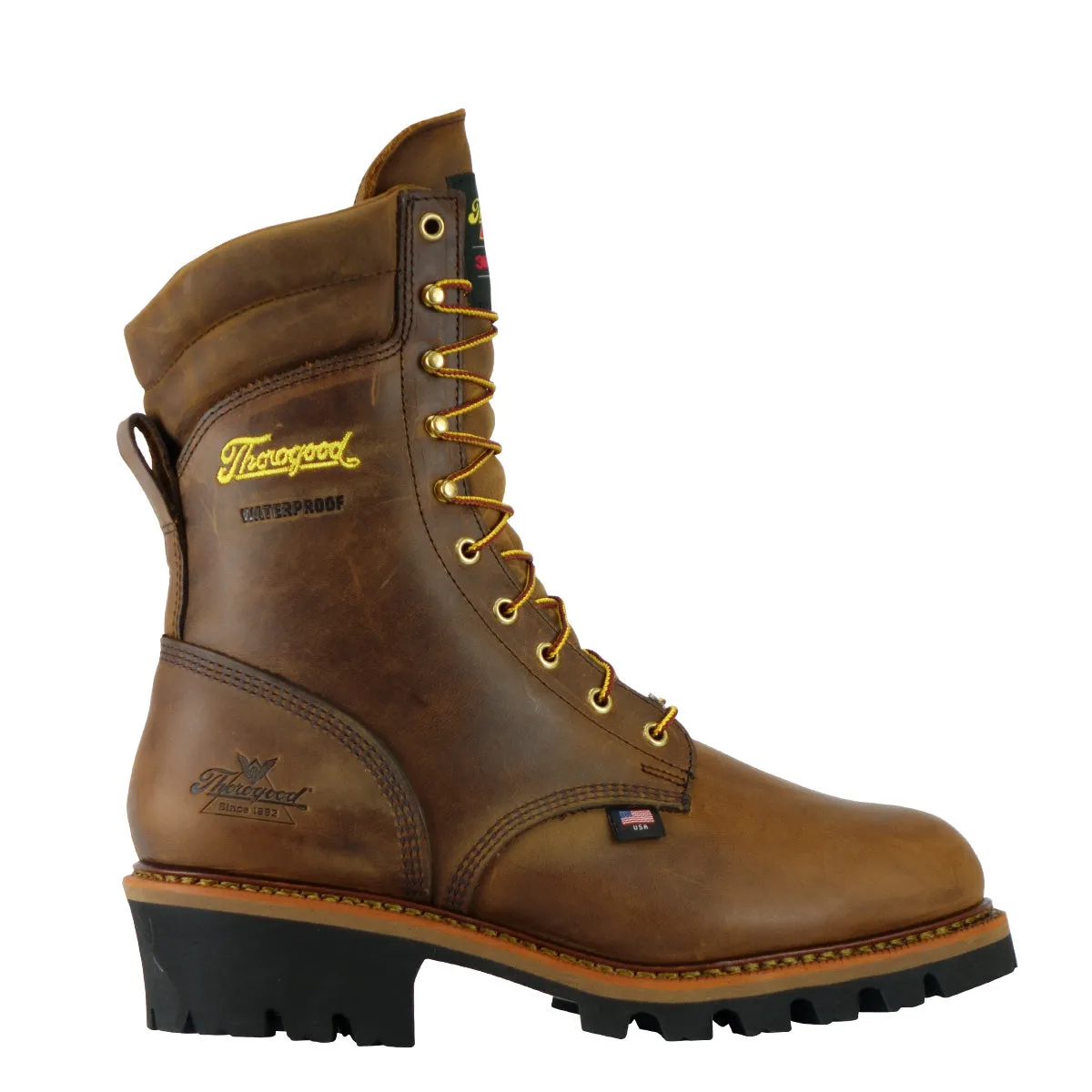 Thorogood Boots 804-3554 9" Logger Made in USA Steel Toe Waterproof Insulated