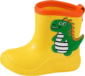 Toddler Baby Dinosaur Rain Boots Soft Rubber Non Slip Lightweight Slip On aterproof Rain Shoes Youth Boys Boots Size 8