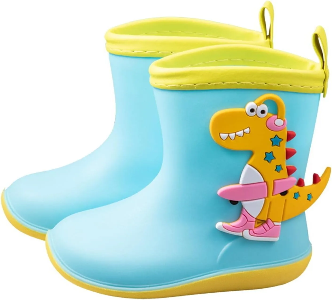 Toddler Boys Girls Dinosaur Rain Boots Cute Cartoon Animals Soft Pull On Non Slip Rubber Lightweight Raining Boots