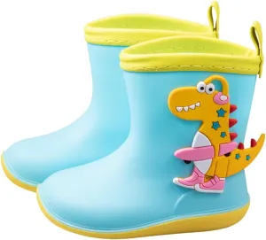 Toddler Boys Girls Dinosaur Rain Boots Cute Cartoon Animals Soft Pull On Non Slip Rubber Lightweight Raining Boots
