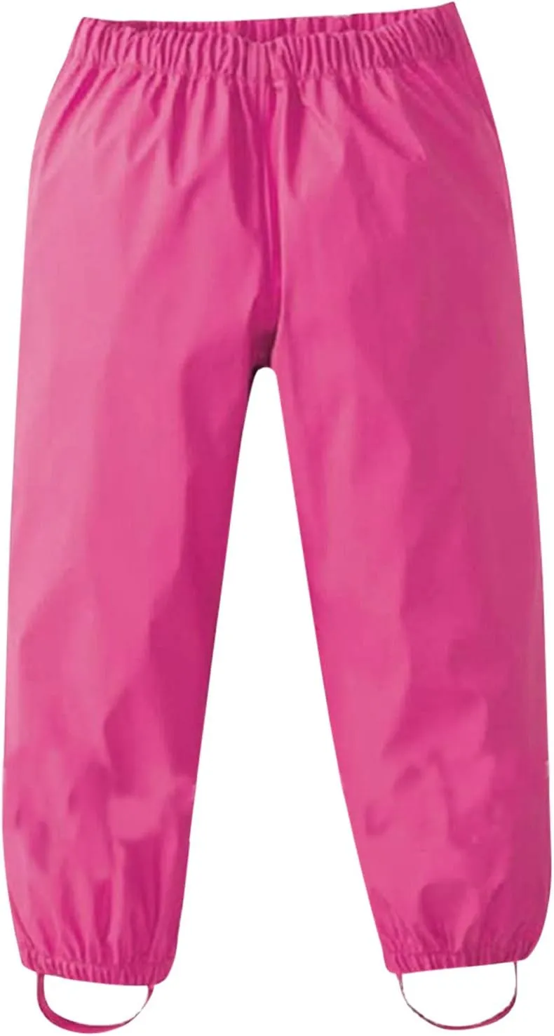 Toddler Boys Girls Plain Rain Pants Kids Waterproof Overalls Elastic Waist Reflective Mud Pants Lightweight