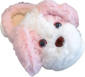 Toddler Girls Cotton Slippers Kids Indoor Bedroom Fuzzy Slippers Anti Slip Cute Puppy Pattern House Slippers