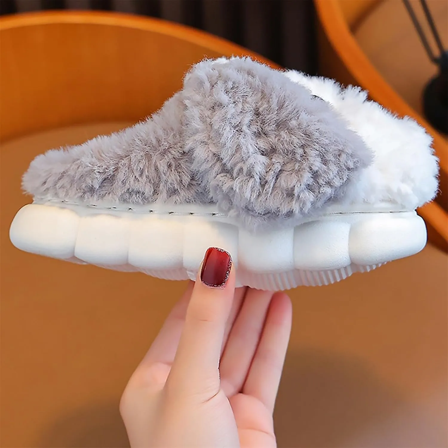 Toddler Girls Cotton Slippers Kids Indoor Bedroom Fuzzy Slippers Anti Slip Cute Puppy Pattern House Slippers