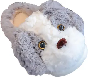 Toddler Girls Cotton Slippers Kids Indoor Bedroom Fuzzy Slippers Anti Slip Cute Puppy Pattern House Slippers