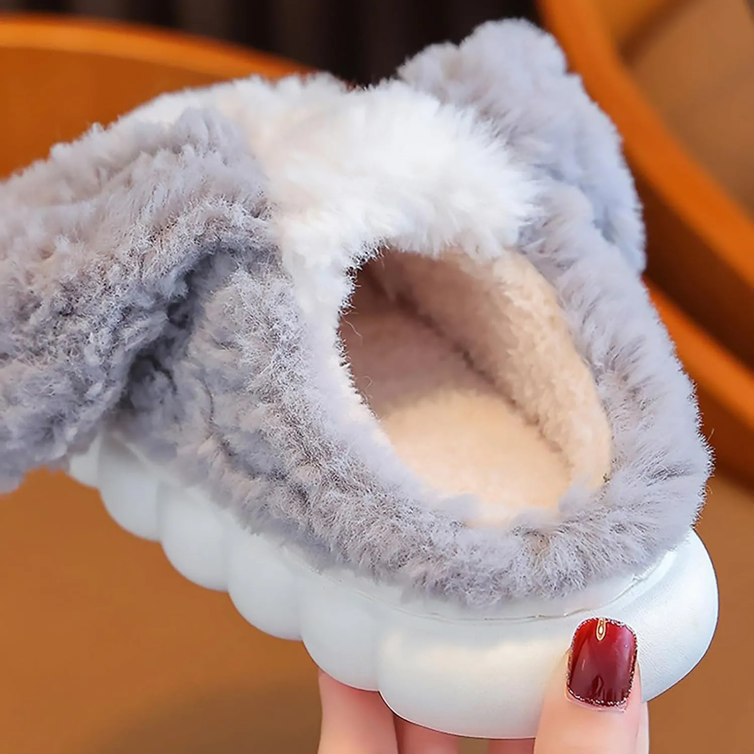 Toddler Girls Cotton Slippers Kids Indoor Bedroom Fuzzy Slippers Anti Slip Cute Puppy Pattern House Slippers