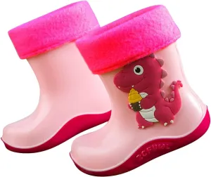 Toddler Kids Cartoon Dinosaurs Print Rain Boots Non Slip Water Shoes Fashion Casual Rain Boots Kids Snow Boots Size 12