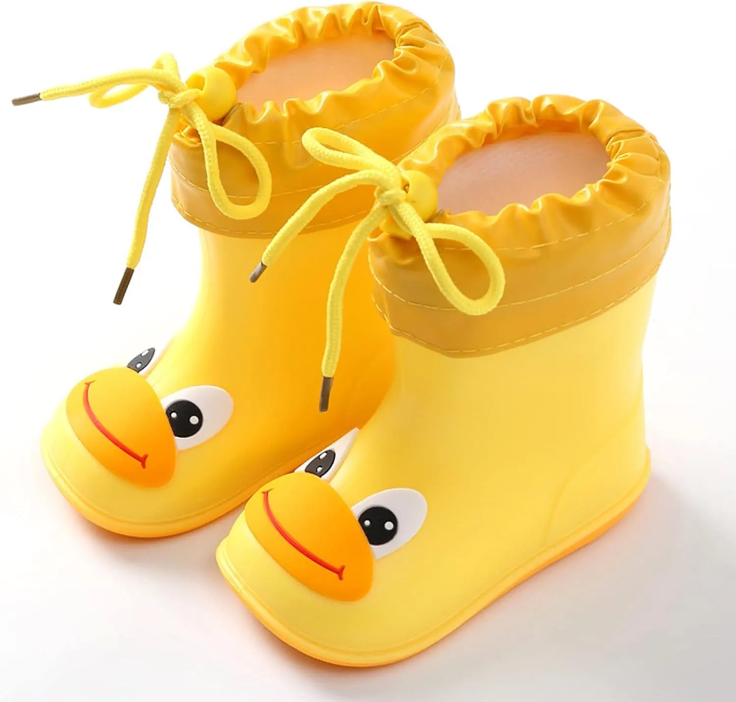 Toddler Kids Cute Duck Rain Boots Boys Girls Cartoon Reflective Solid Waterproof PVC Rubber Boots in 3D Patterns