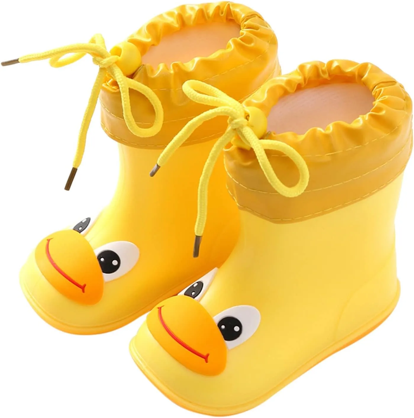 Toddler Kids Cute Duck Rain Boots Boys Girls Cartoon Reflective Solid Waterproof PVC Rubber Boots in 3D Patterns
