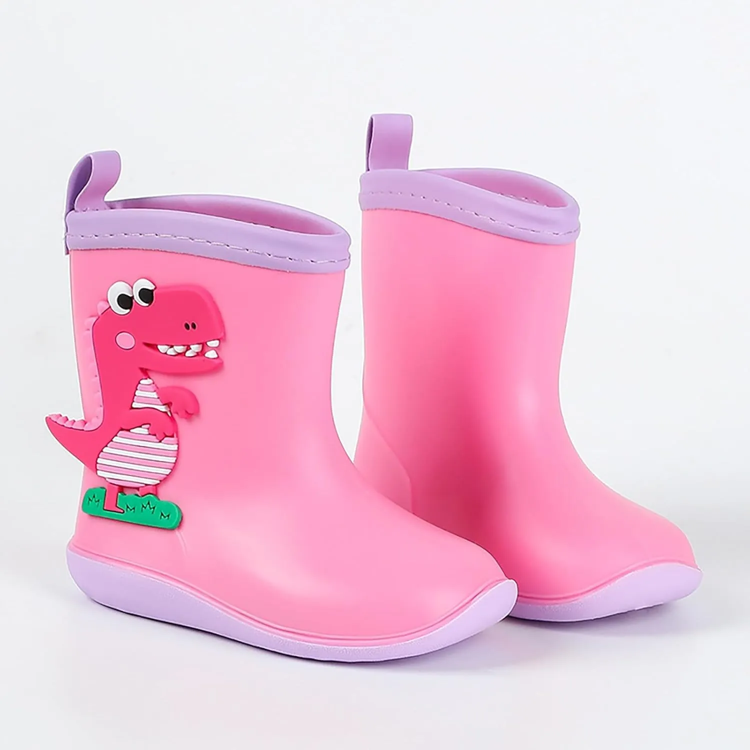 Toddler Kids Rain Boots Multicolor Rain Boots Boys Girls Cute Cartoon Dinosaur Print Non Slip Flat Rain Shoes