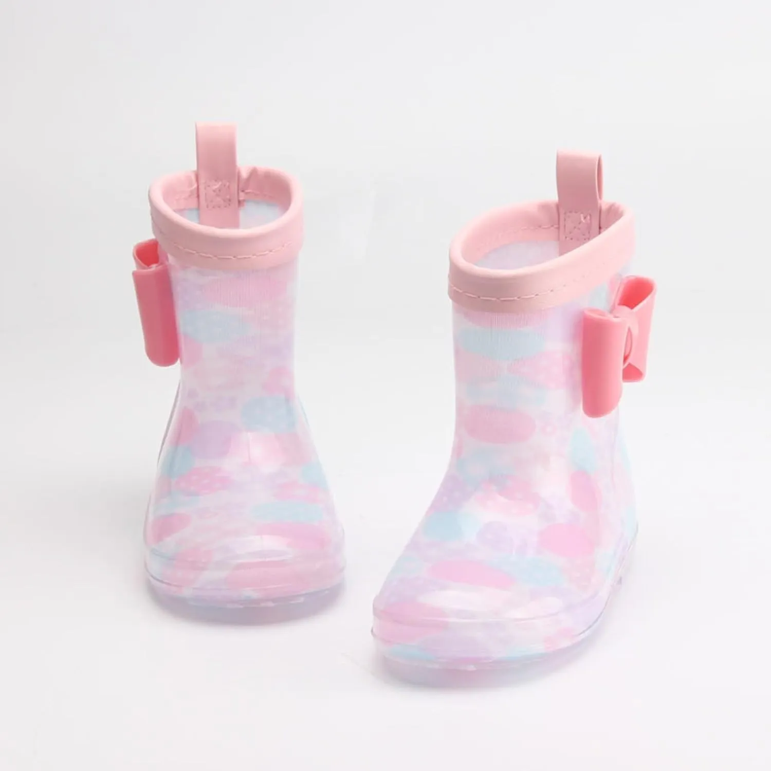 Toddler Kids Rain Boots Short Cute Rainbow Bow Rain Boots Baby Easy On Lightweight Fashion Casual Rain Boots