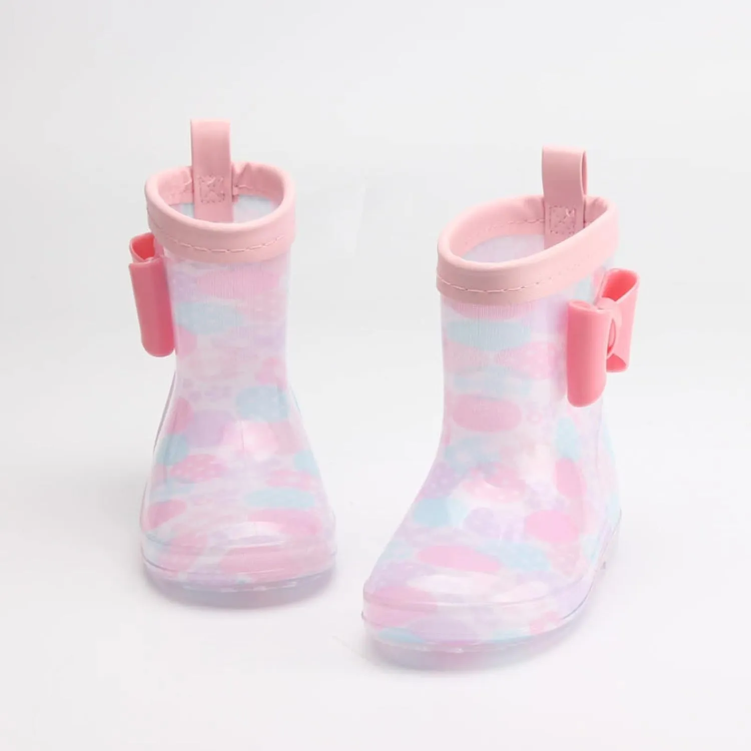 Toddler Kids Rain Boots Short Cute Rainbow Bow Rain Boots Baby Easy On Lightweight Fashion Casual Rain Boots
