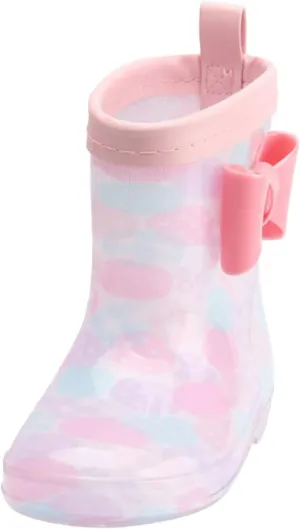 Toddler Kids Rain Boots Short Cute Rainbow Bow Rain Boots Baby Easy On Lightweight Fashion Casual Rain Boots
