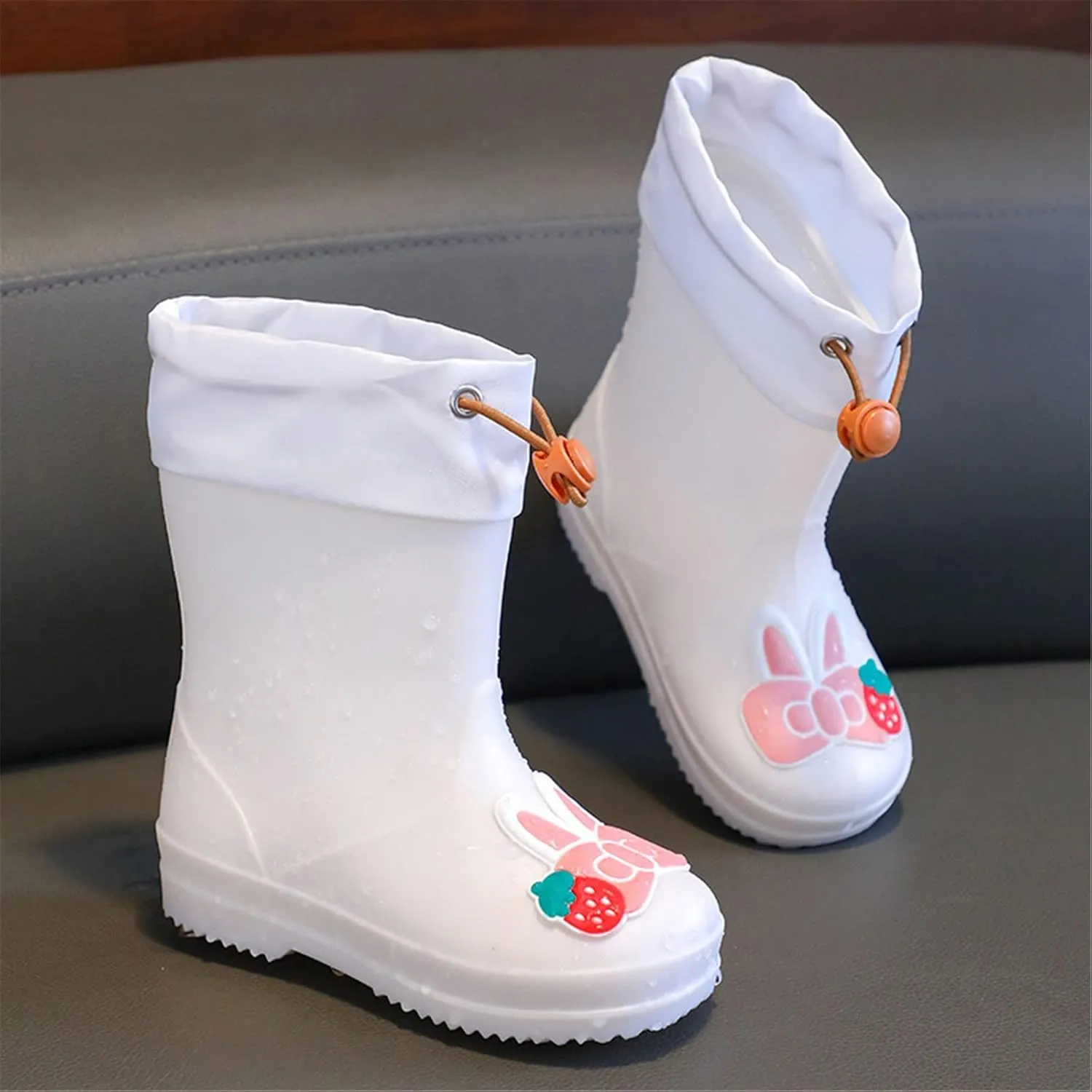 Toddler Rain Boots Waterproof Rubber Boots Kids Bunny Rain Boots for Girls,Unisex-Child Outdoor Lined Rain Boots