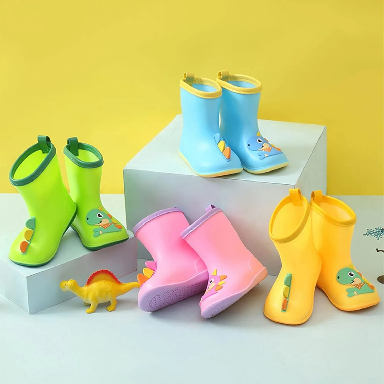 Toddler Slip On Rain Boots Kids Boys Girls Cute Cartoon Easy-on Lightweight Waterproof Easy On Garden Boots Large