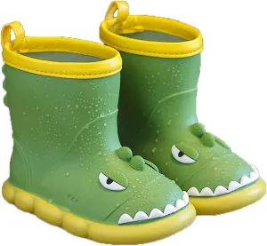 Toddler Waterproof Rain Boots Kids Rubber Boots Cute 3D Dinosaur Pull on Rainboots Boys Girls Water Baby Girl Boots
