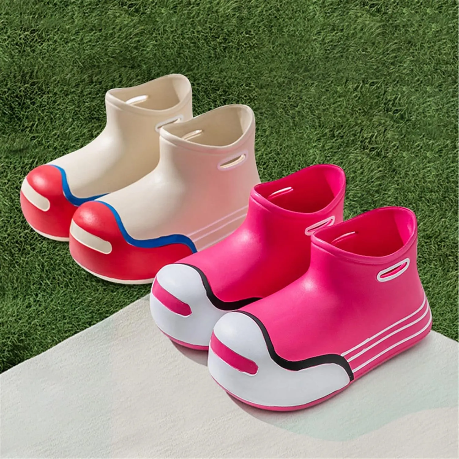 Unisex-Child Rain Boots Boys Girls Cute Short Rain Boots Waterproof Non Slip Water Boots Toddler Kids Rainboots